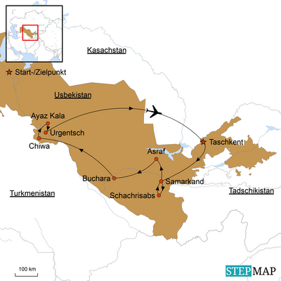 Reiseverlauf Entlang der usbekischen Seidenstraße
