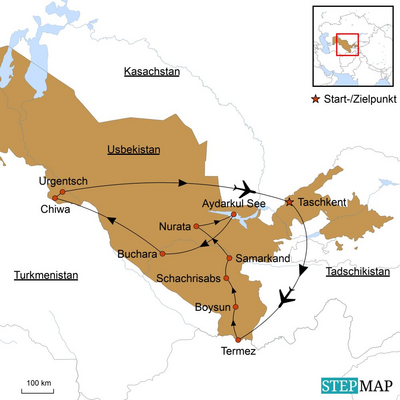 Reiseroute, Sagenhafte Städte, Usbekistan Reise