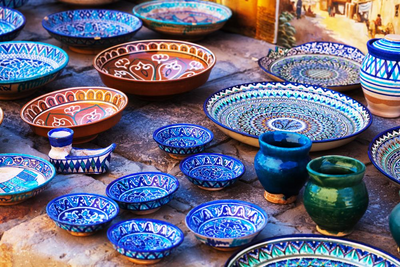 Traditionelle Keramik, Bukhara Markt, Usbekistan Rundreise