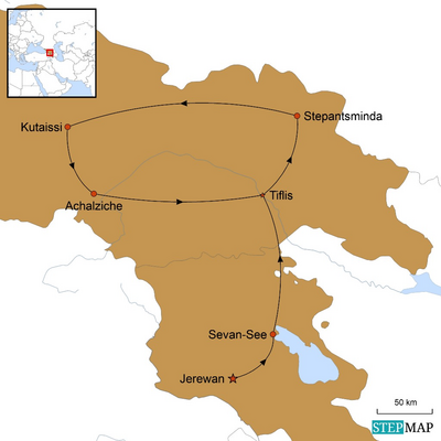 Reiseverlauf, Armenien, Georgien Rundreise - Verborgene Kulturschätze des Kaukasus