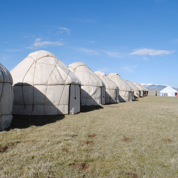 Gesamtes Camp, Jurtencamp Son Kul, Kirgistan Rundreise
