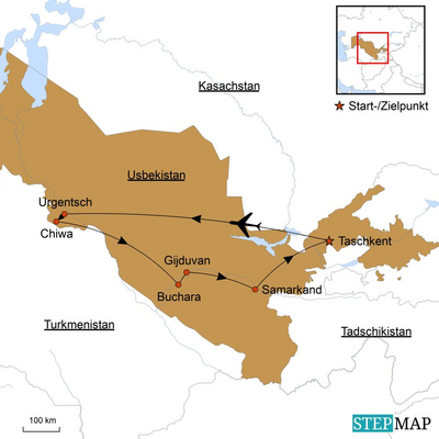 Usbekistan Kulturreise, Kultur und Kulinarik, Karte